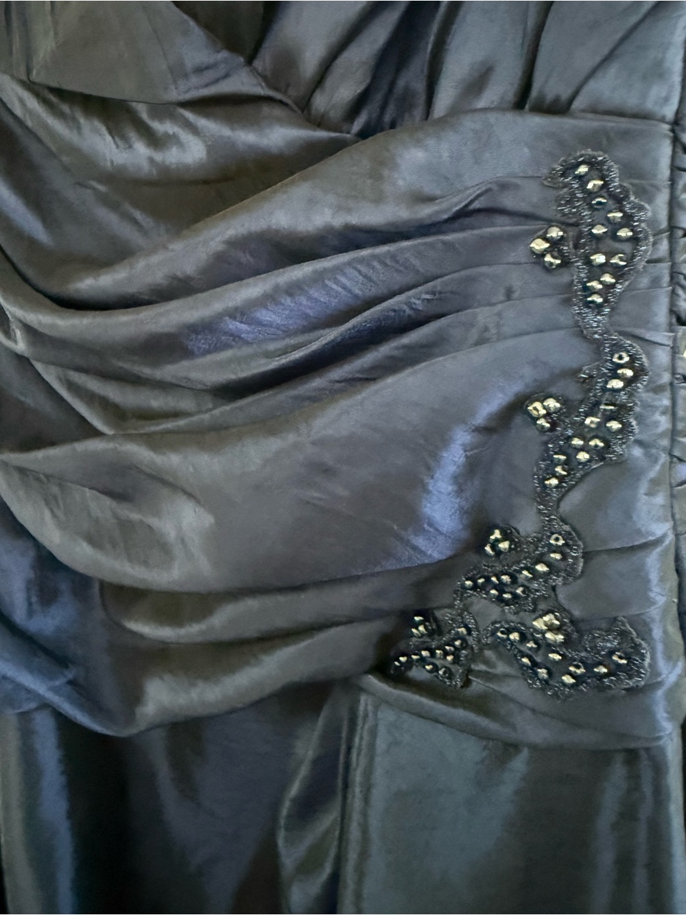 David's Bridal Beaded Satin Evening Dress